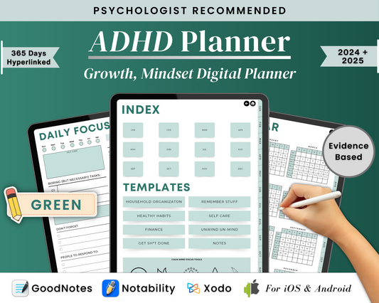 FOREST GREEN - ADHD Digital Planner for iPad & Android tablets